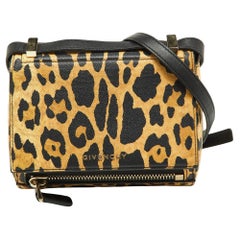 Givenchy Brown/Black Leopard Print Leder Mini Pandora Crossbody Tasche