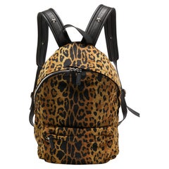 Givenchy Brown/Black Leopard Print Nylon and Leather Backpack