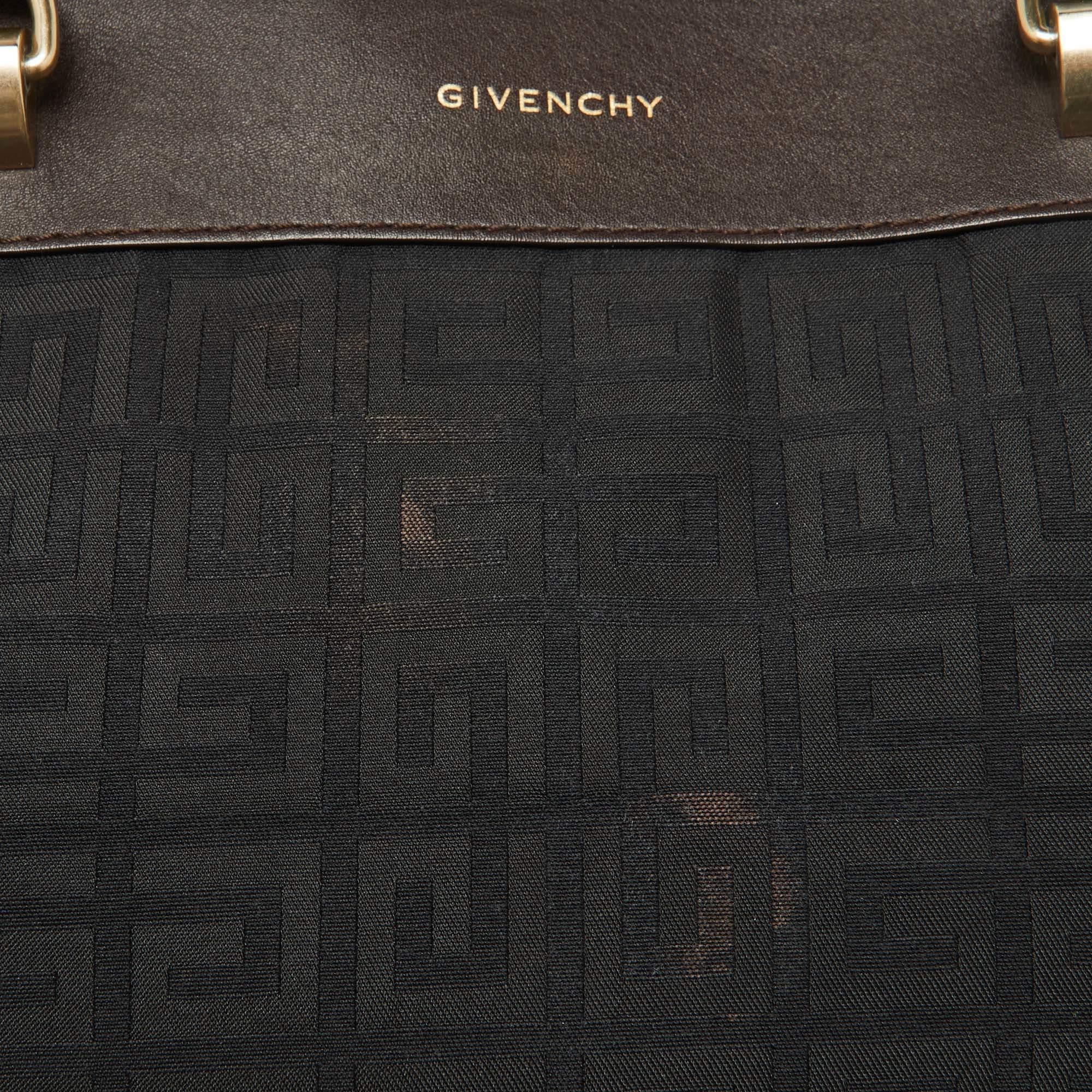 Givenchy Brown/Black Monogram Canvas and Leather Double Zip Tote For Sale 1