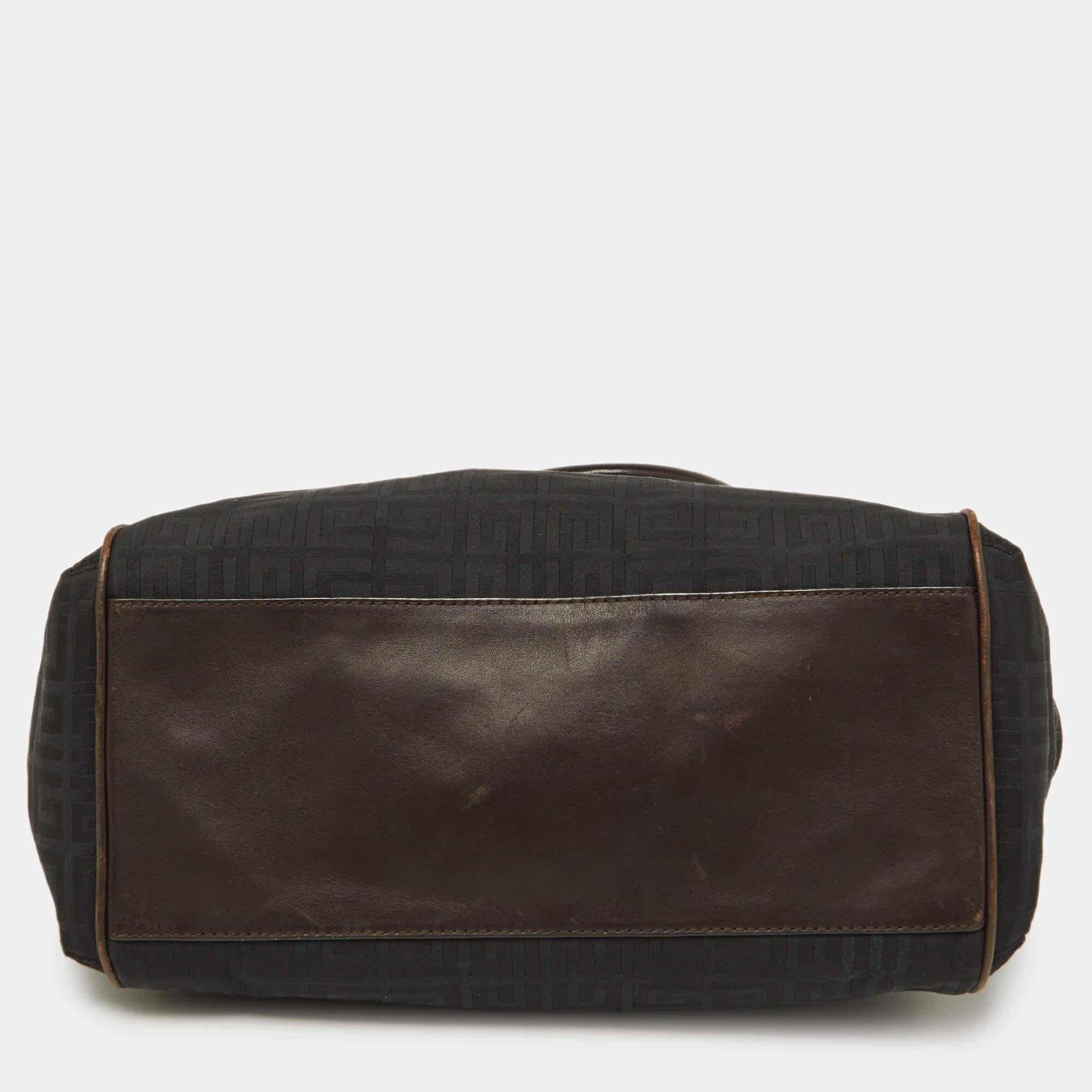 Givenchy Brown/Black Monogram Canvas and Leather Double Zip Tote For Sale 2