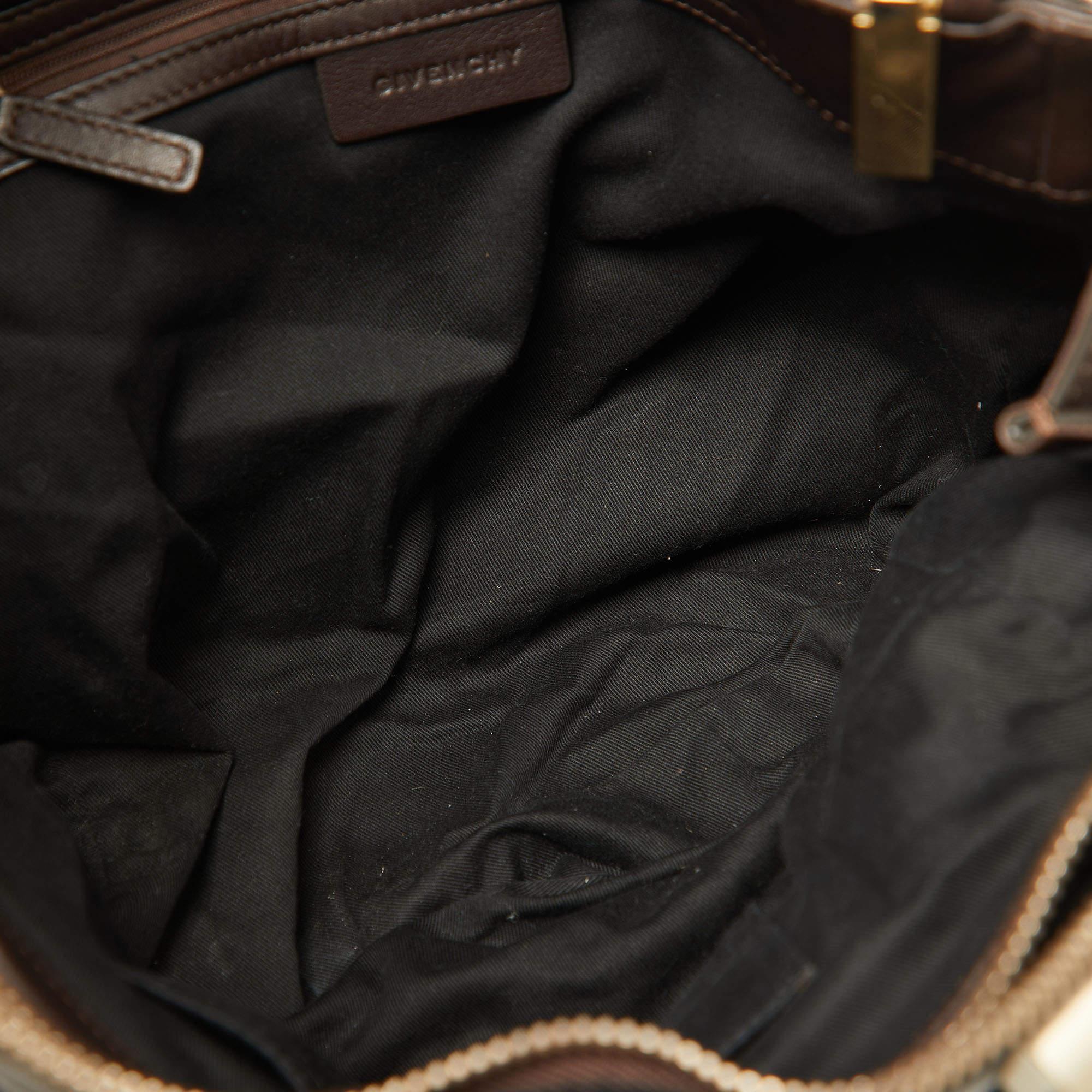 Givenchy Brown/Black Monogram Canvas and Leather Double Zip Tote For Sale 3