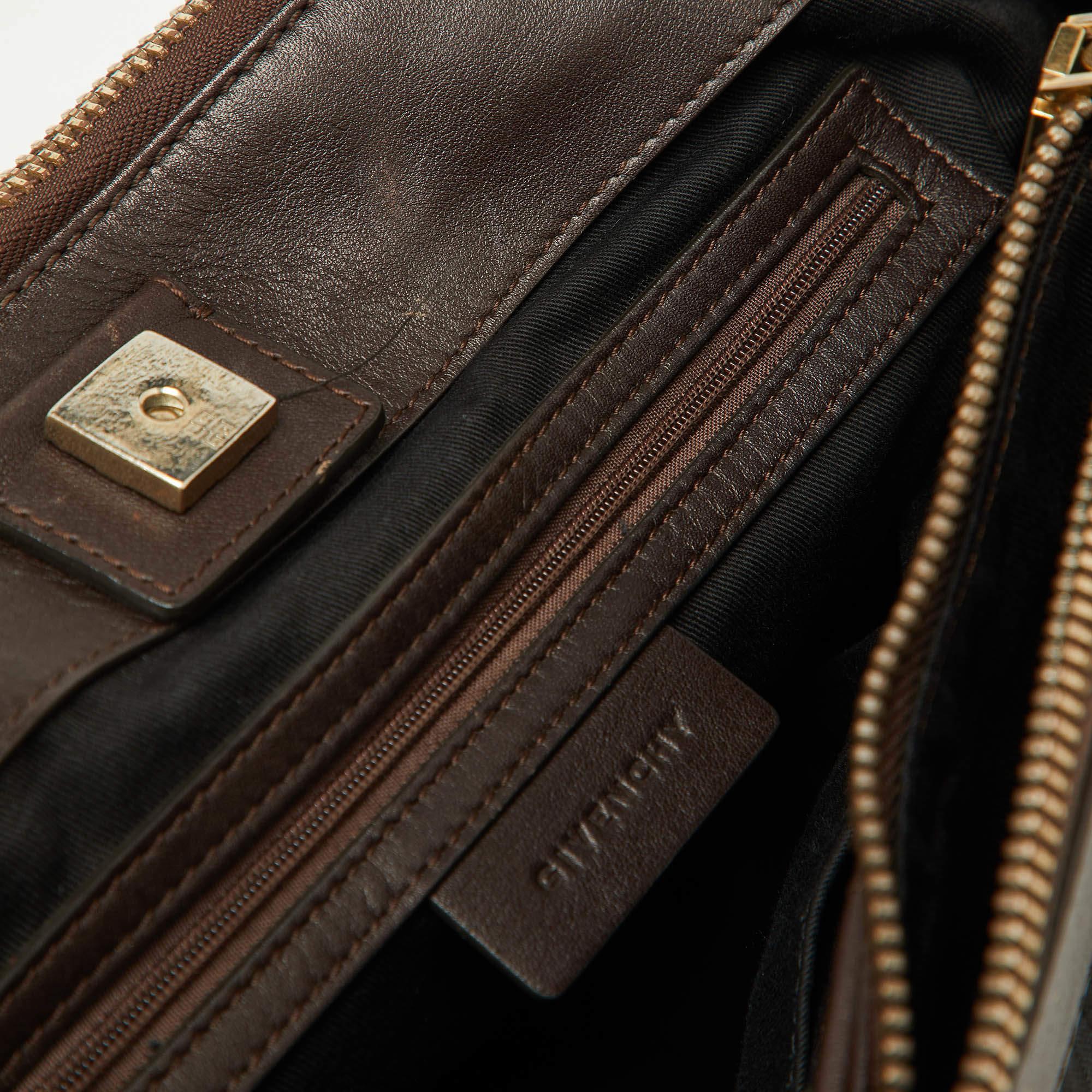 Givenchy Brown/Black Monogram Canvas and Leather Double Zip Tote For Sale 4