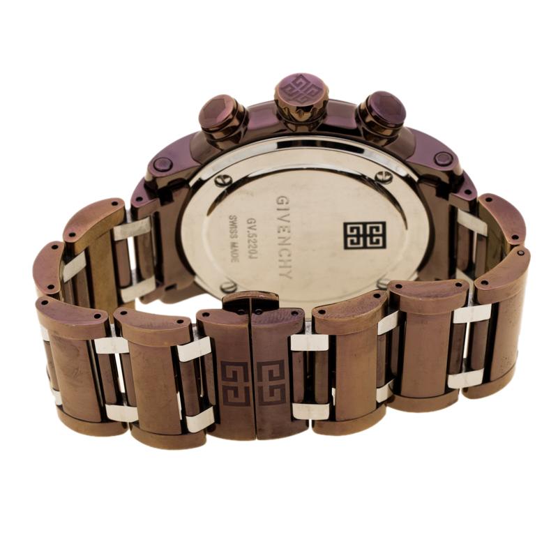 Givenchy Brown/Bronze PVD Coated Stainless Steel GV5220J Men's Wristwatch 48 mm In Good Condition For Sale In Dubai, Al Qouz 2