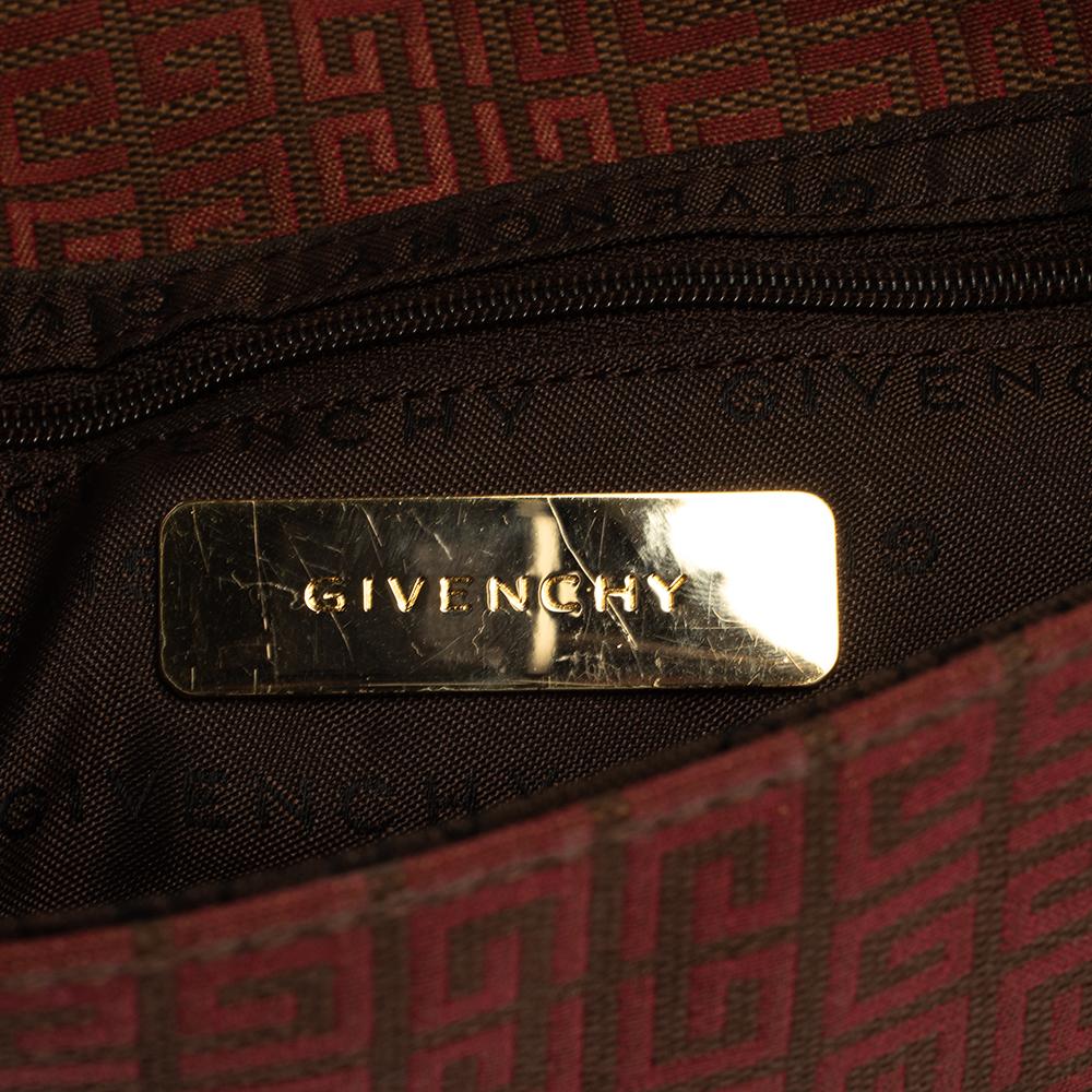 Givenchy Brown/Burgundy Signature Canvas and Leather Flap Baguette 7