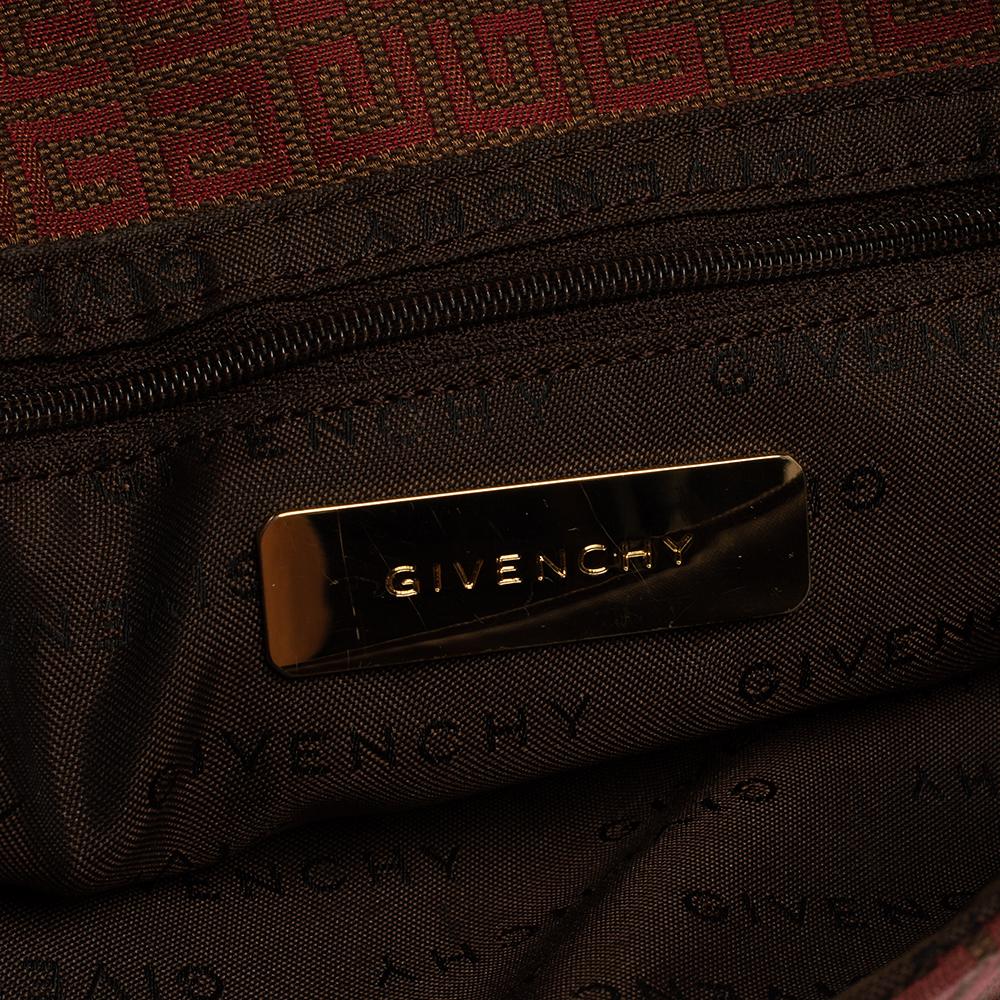 Givenchy Brown/Burgundy Signature Canvas and Leather Flap Baguette 8