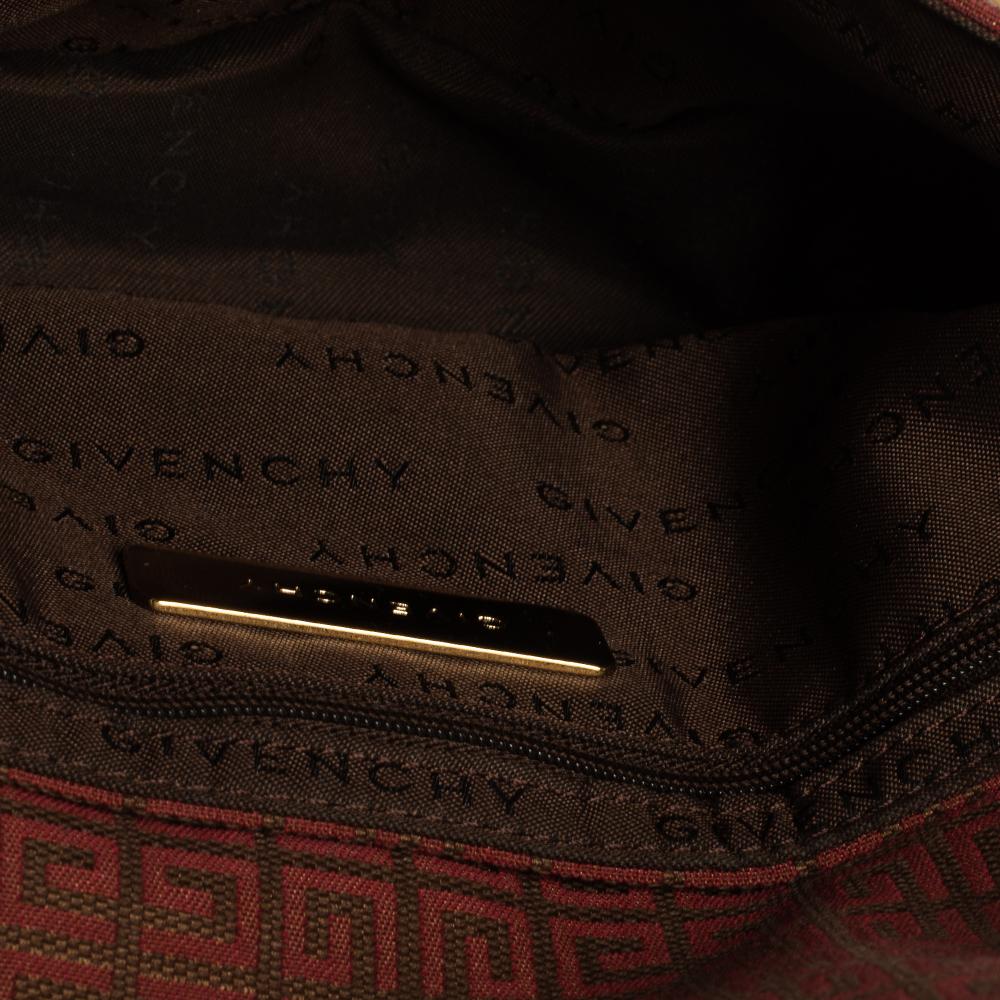 Givenchy Brown/Burgundy Signature Canvas and Leather Flap Baguette 2
