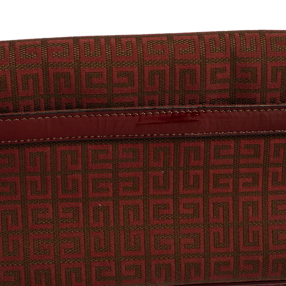 Givenchy Brown/Burgundy Signature Canvas and Leather Flap Baguette 3