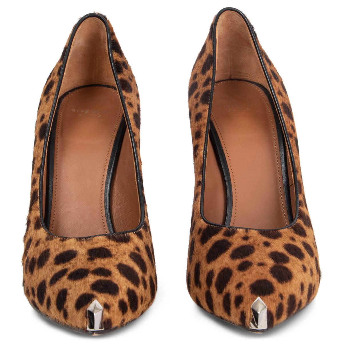 100% authentic Givenchy pointed-toe pumps in caramel and dark brown cheetah print calf hair with a black calfskin heel. Silver-tone metal tip. Have been worn and are in excellent condition. 

Measurements
Imprinted Size	37.5
Shoe Size	37.5
Inside