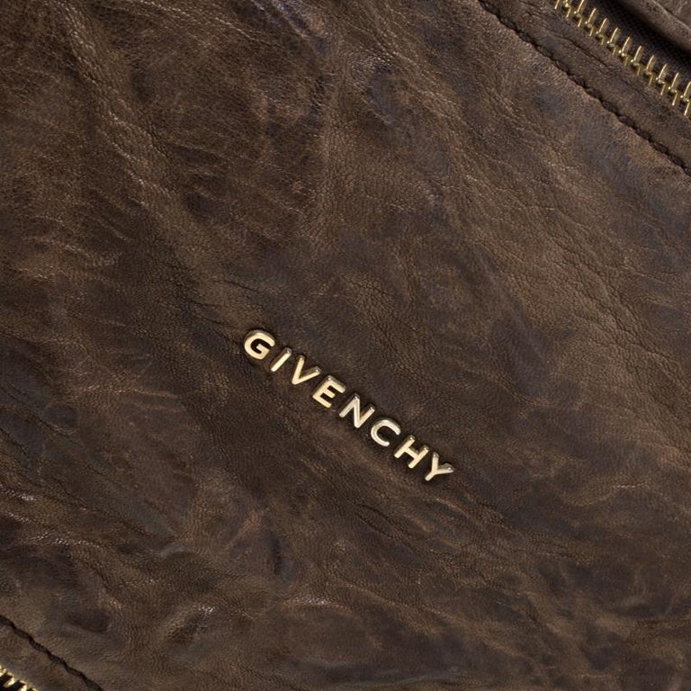 Givenchy Brown Crinkled Leather Medium Pandora Shoulder Bag For Sale at ...