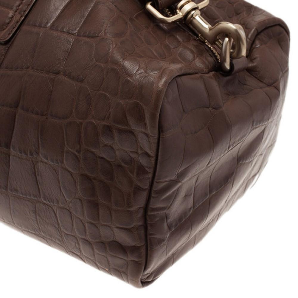 Givenchy Brown Croc Embossed Duffle Bag 3
