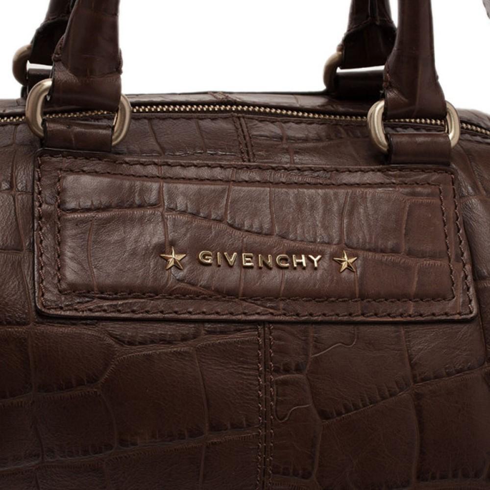 Black Givenchy Brown Croc Embossed Duffle Bag