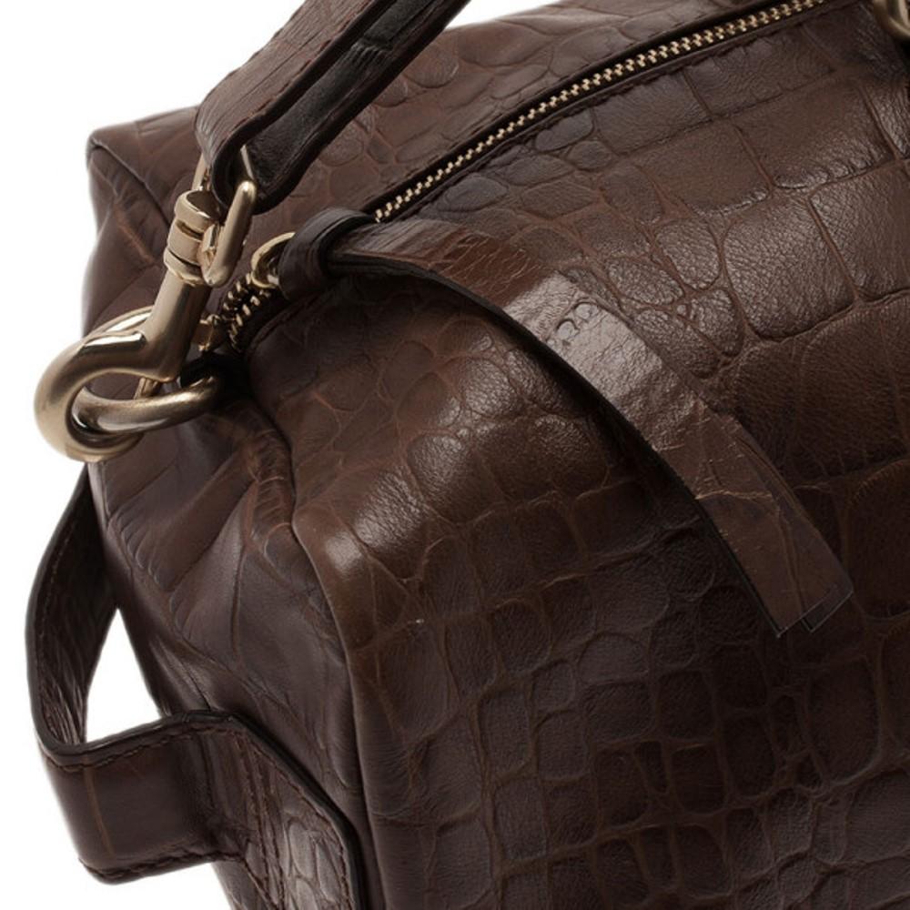 Women's Givenchy Brown Croc Embossed Duffle Bag