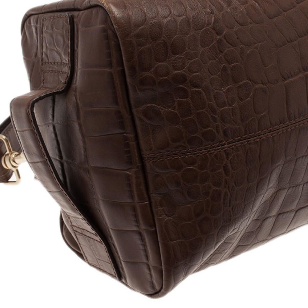 Givenchy Brown Croc Embossed Duffle Bag 2