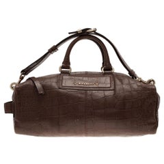Givenchy Brown Croc Embossed Duffle Bag