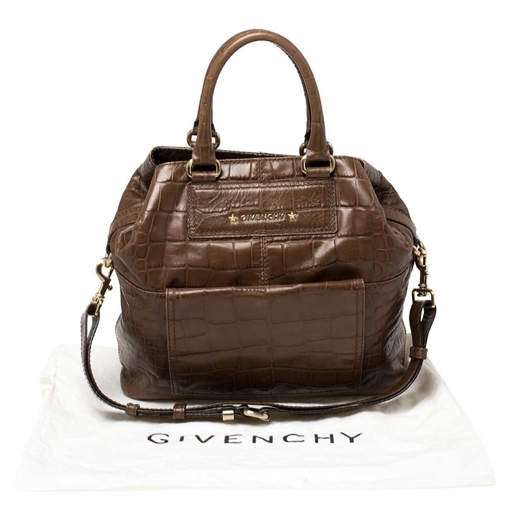 Givenchy Brown Croc Embossed Leather Tote 6