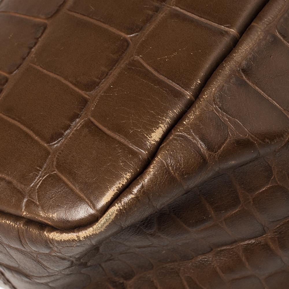 Givenchy Brown Croc Embossed Leather Tote In Fair Condition In Dubai, Al Qouz 2