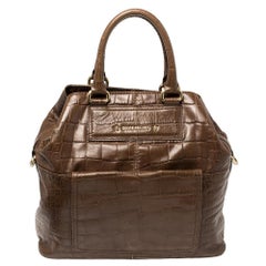 Givenchy Brown Croc Embossed Leather Tote