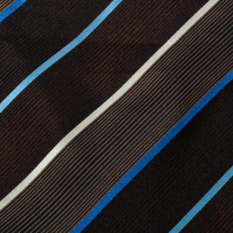 Black Givenchy Brown Diagonal Striped Silk Tie For Sale