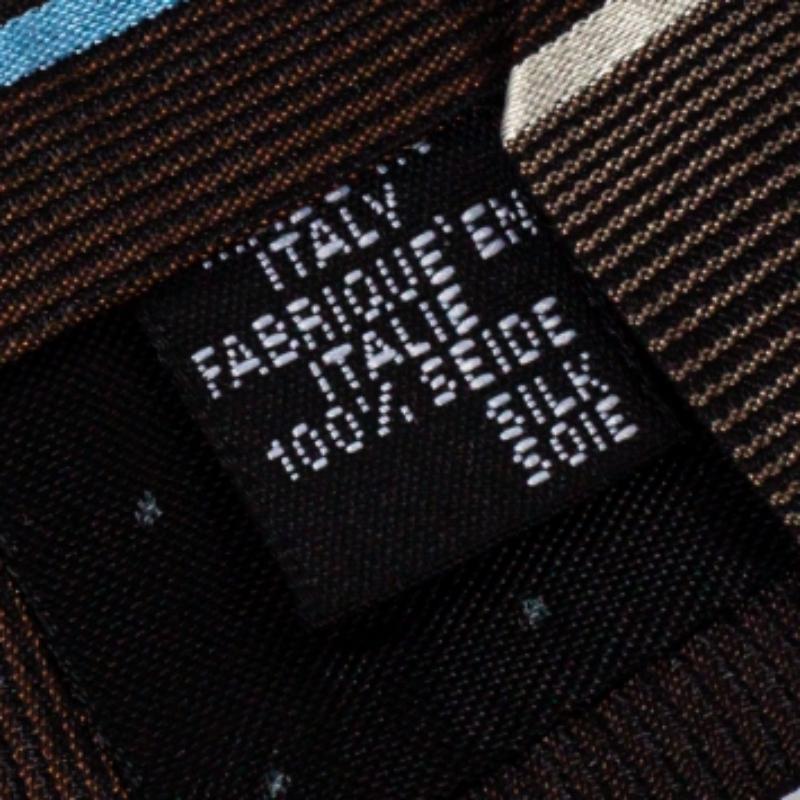 Givenchy Brown Diagonal Striped Silk Tie In Excellent Condition For Sale In Dubai, Al Qouz 2