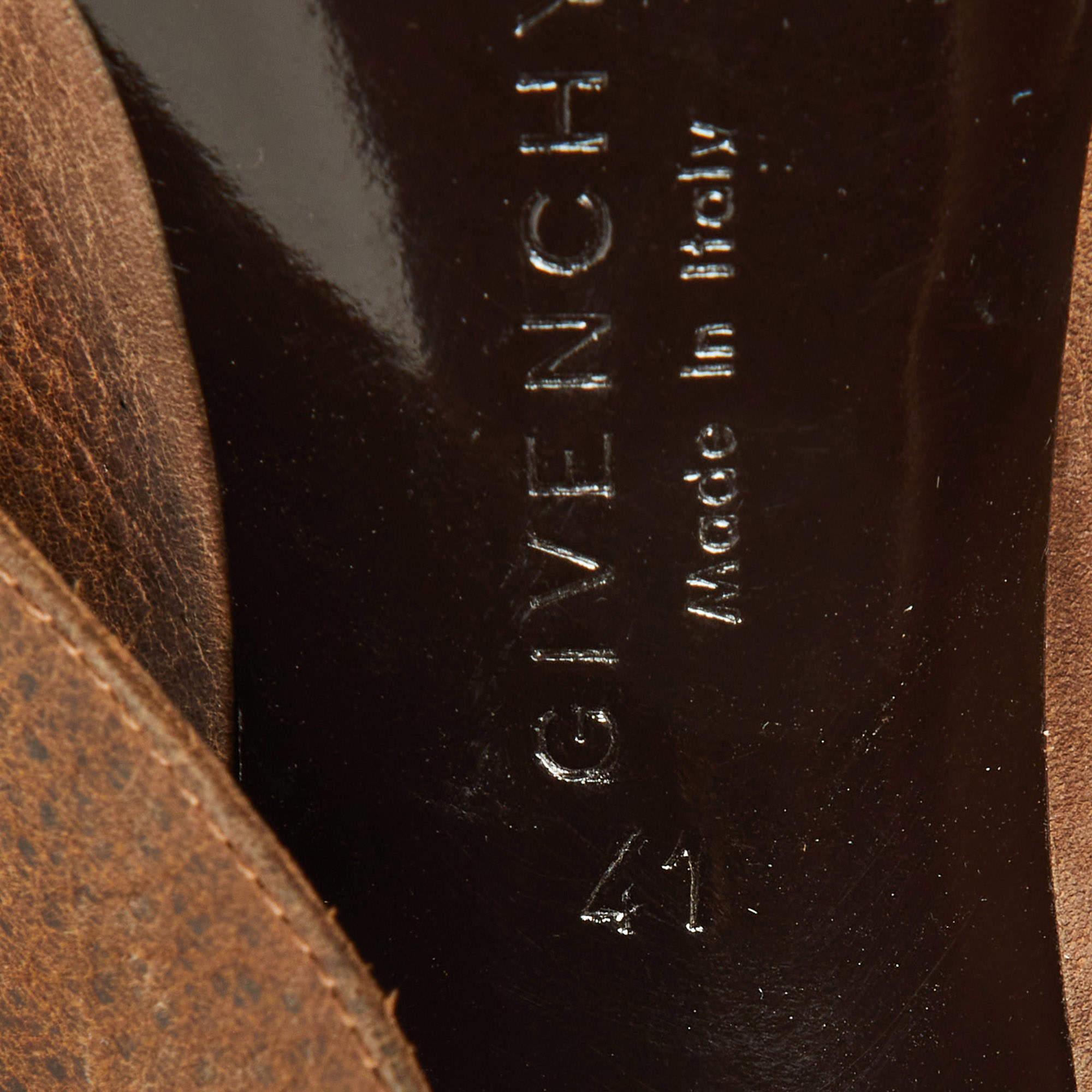 Givenchy Brown Distressed Leather Foldover Ankle Boots Size 41 4
