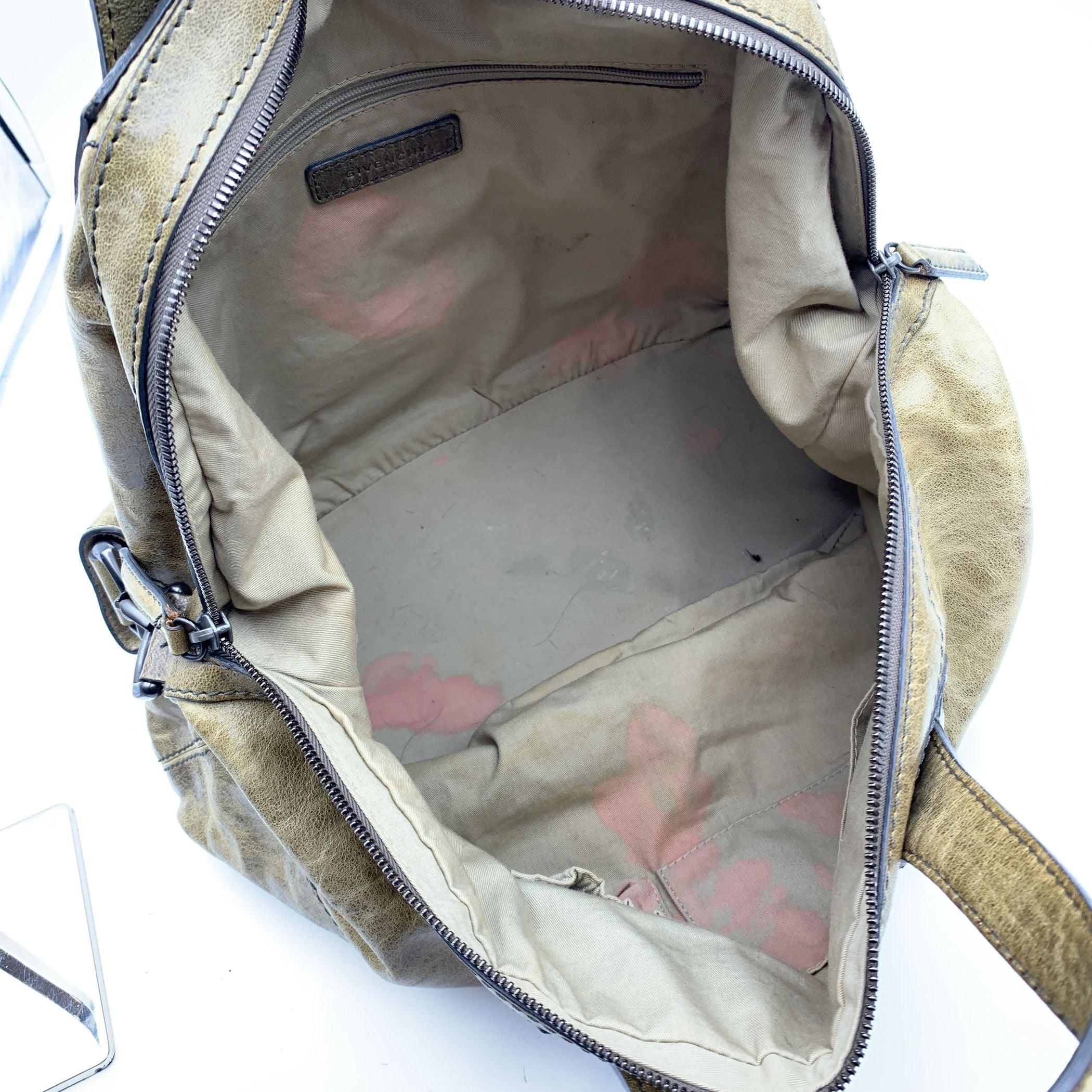 Women's Givenchy Brown Distressed Leather Nightingale Duffle Bag Weekender
