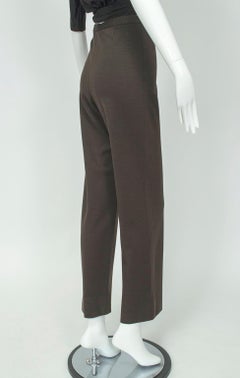 Givenchy - Pantalon taille haute minimaliste en laine marron à motif triangulaire - Moyen, 1970