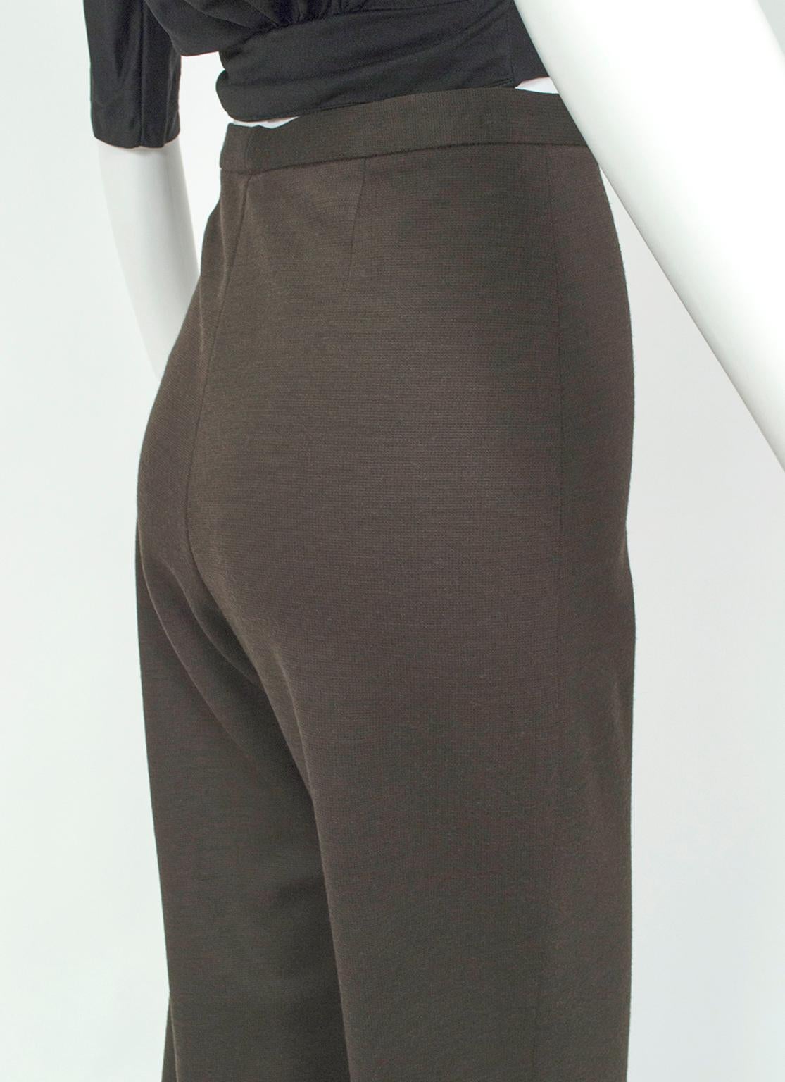 Givenchy - Pantalon taille haute minimaliste en laine marron à motif triangulaire - Moyen, 1970 Pour femmes en vente