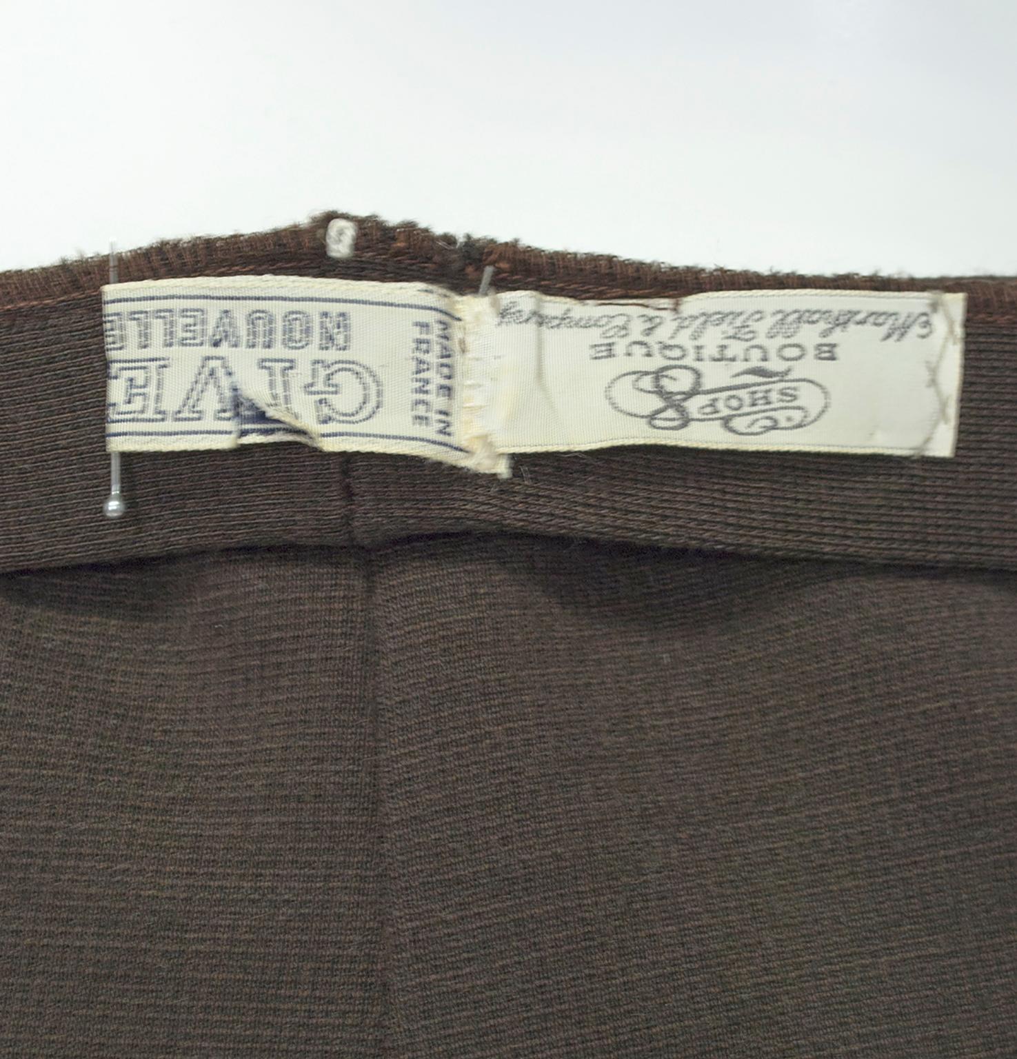 Givenchy - Pantalon taille haute minimaliste en laine marron à motif triangulaire - Moyen, 1970 en vente 3