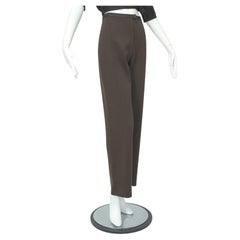 Givenchy Brown Double Knit Wool High-Waisted Straight Leg Trousers - M, 1970s
