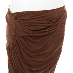 GIVENCHY brown draped jersey ruched back asymmetric high low hem skirt