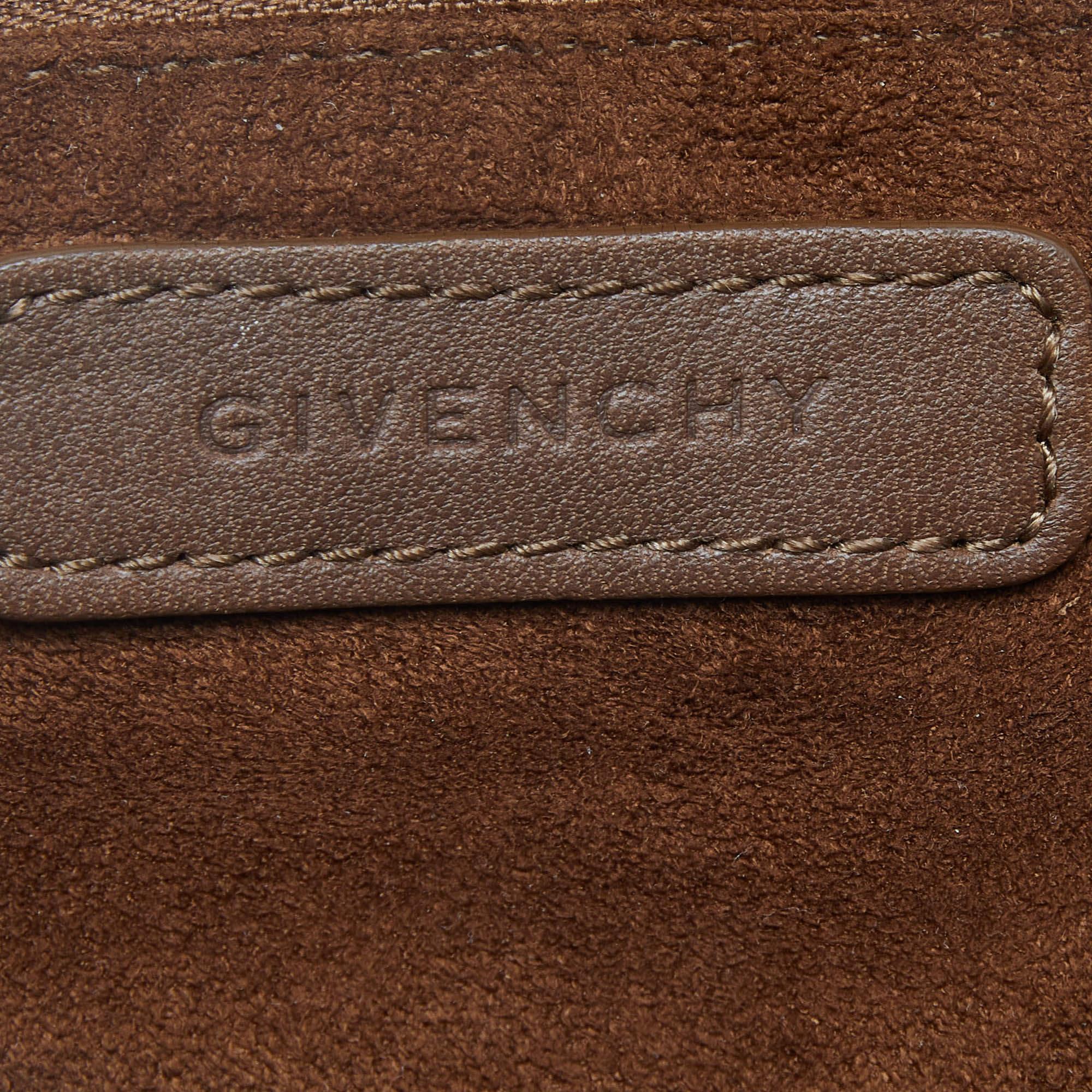 Givenchy Brown Embossed Logo Leather Hobo For Sale 6