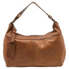 Used Givenchy Brown Embossed Logo Leather Hobo