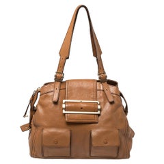 Givenchy Brown Leather Buckle Flap Satchel