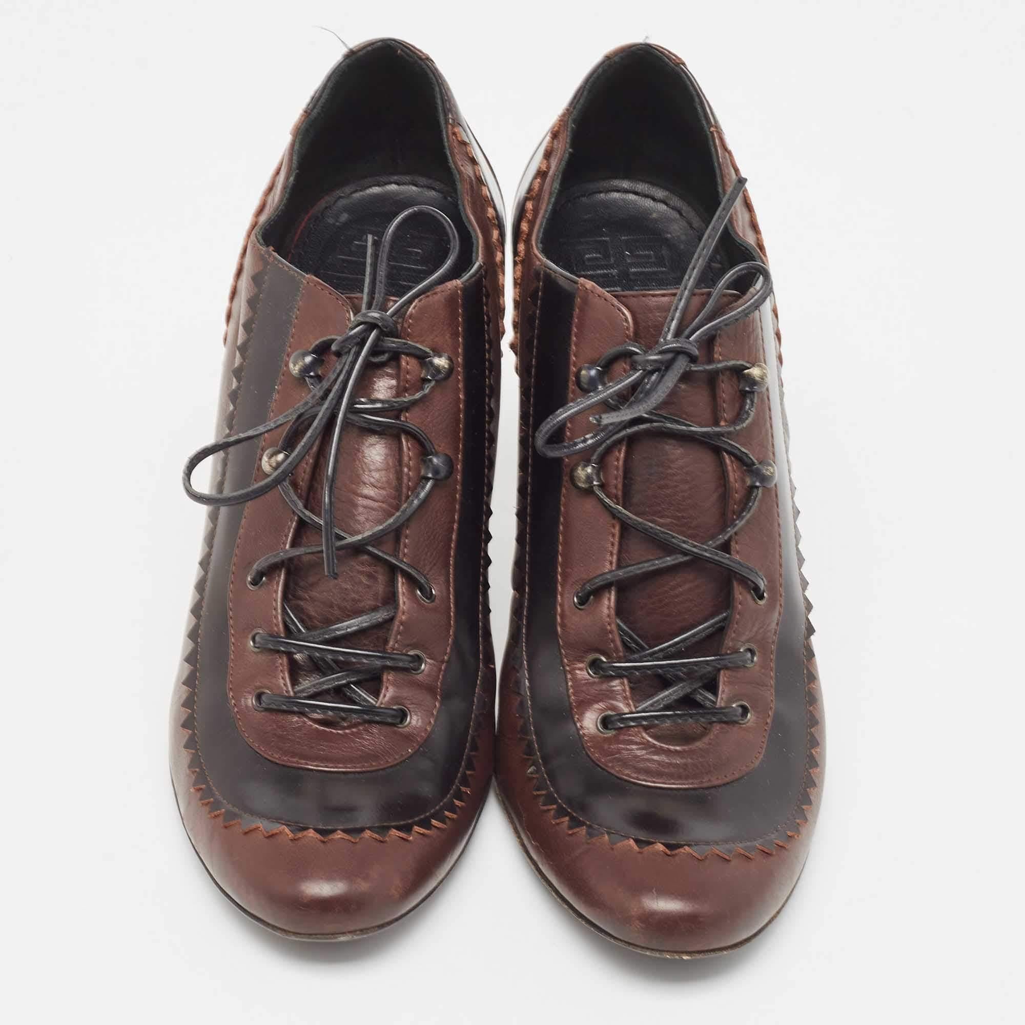 Black Givenchy Brown Leather Derby Pumps Size 39 For Sale