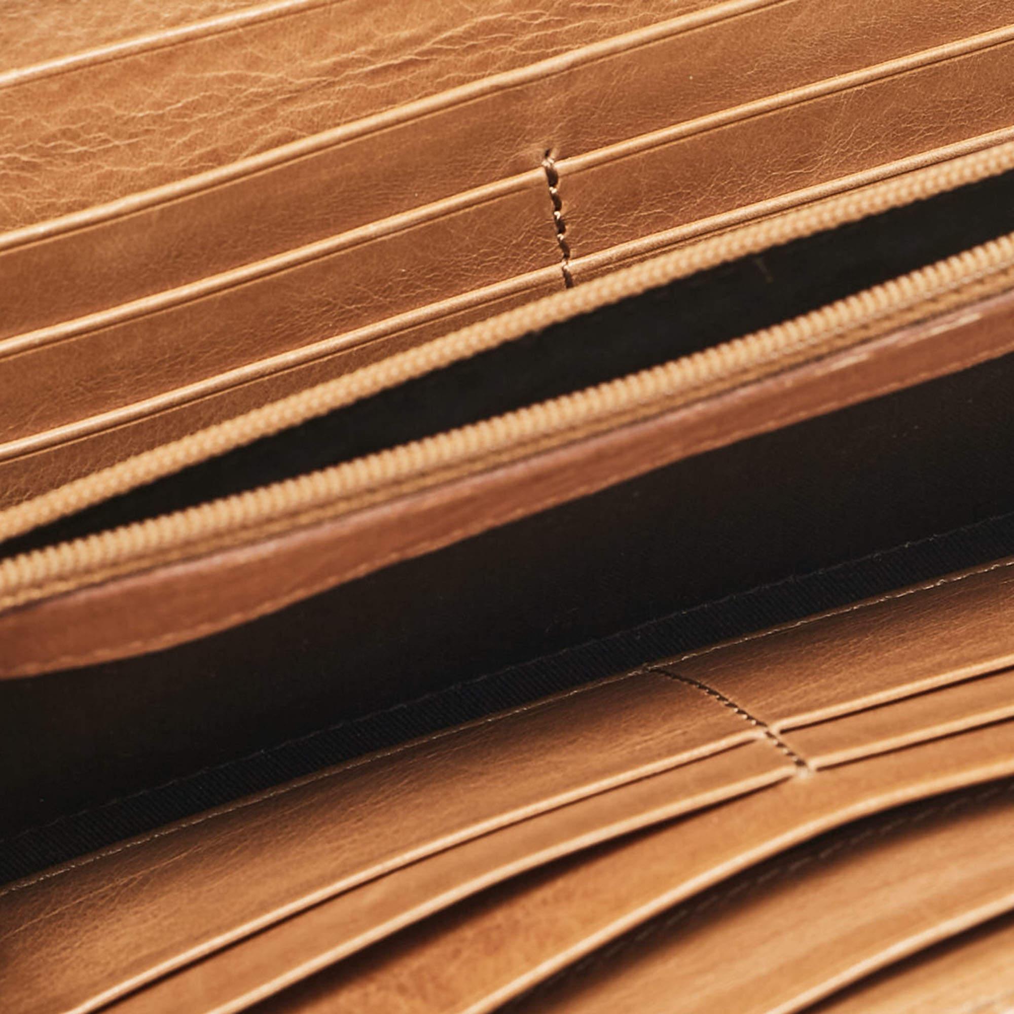Givenchy Brown Leather Front Zip Continental Wallet For Sale 1