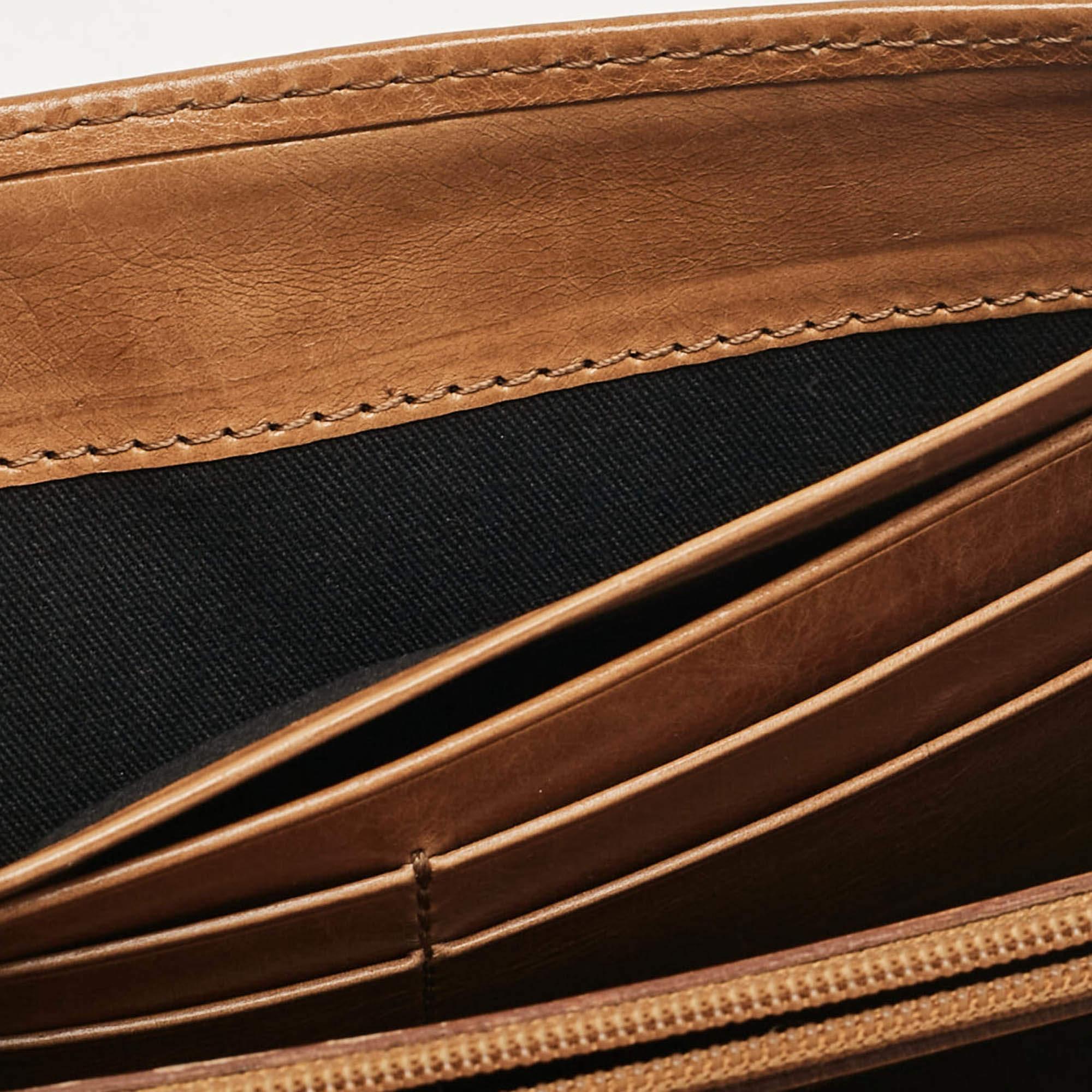 Givenchy Brown Leather Front Zip Continental Wallet For Sale 2