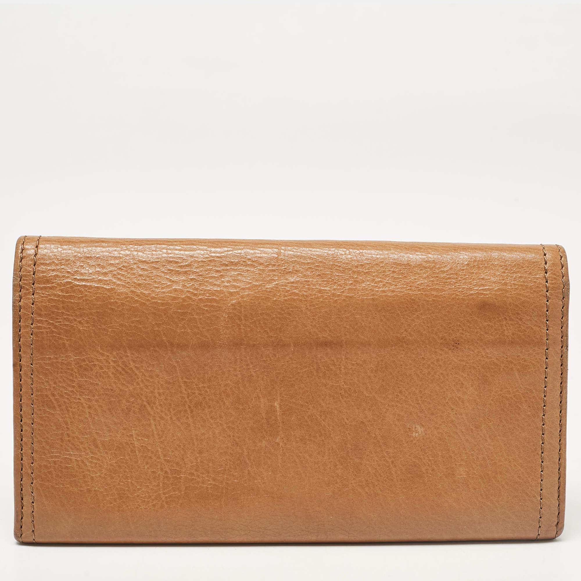 Givenchy Brown Leather Front Zip Continental Wallet For Sale 4