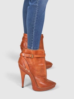 Givenchy Brown Leather Heeled Point Toe Boots Size IT 38
