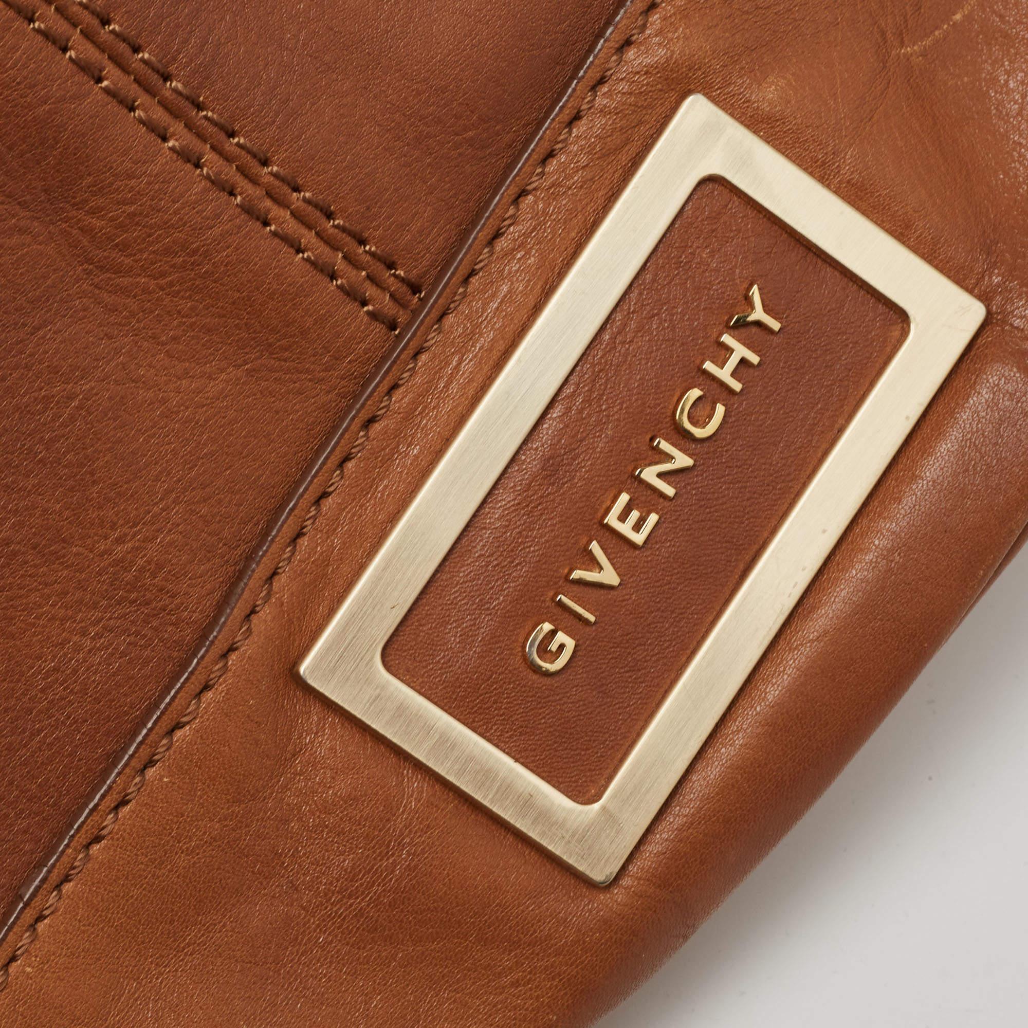 Givenchy Brown Leather Logo Bucket Hobo For Sale 3