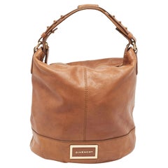 Givenchy Brown Leather Logo Bucket Hobo
