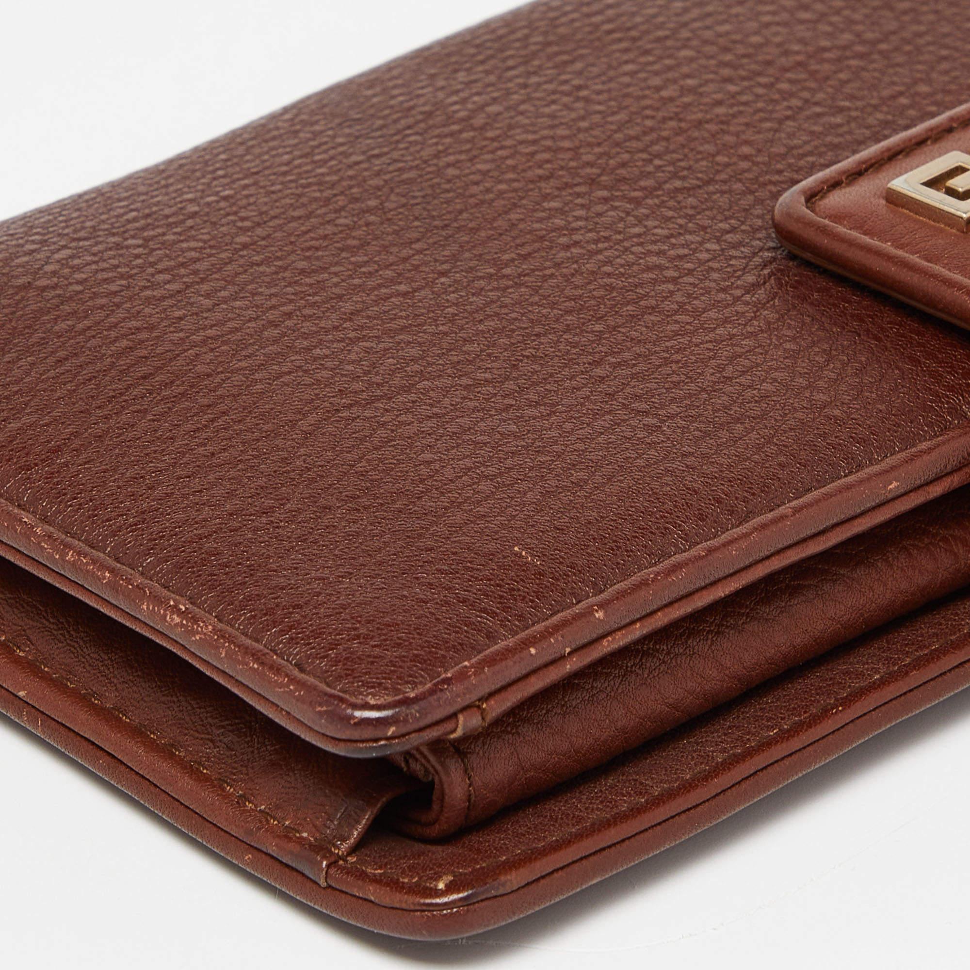 Givenchy Brown Leather Logo Flap Continental Wallet 6
