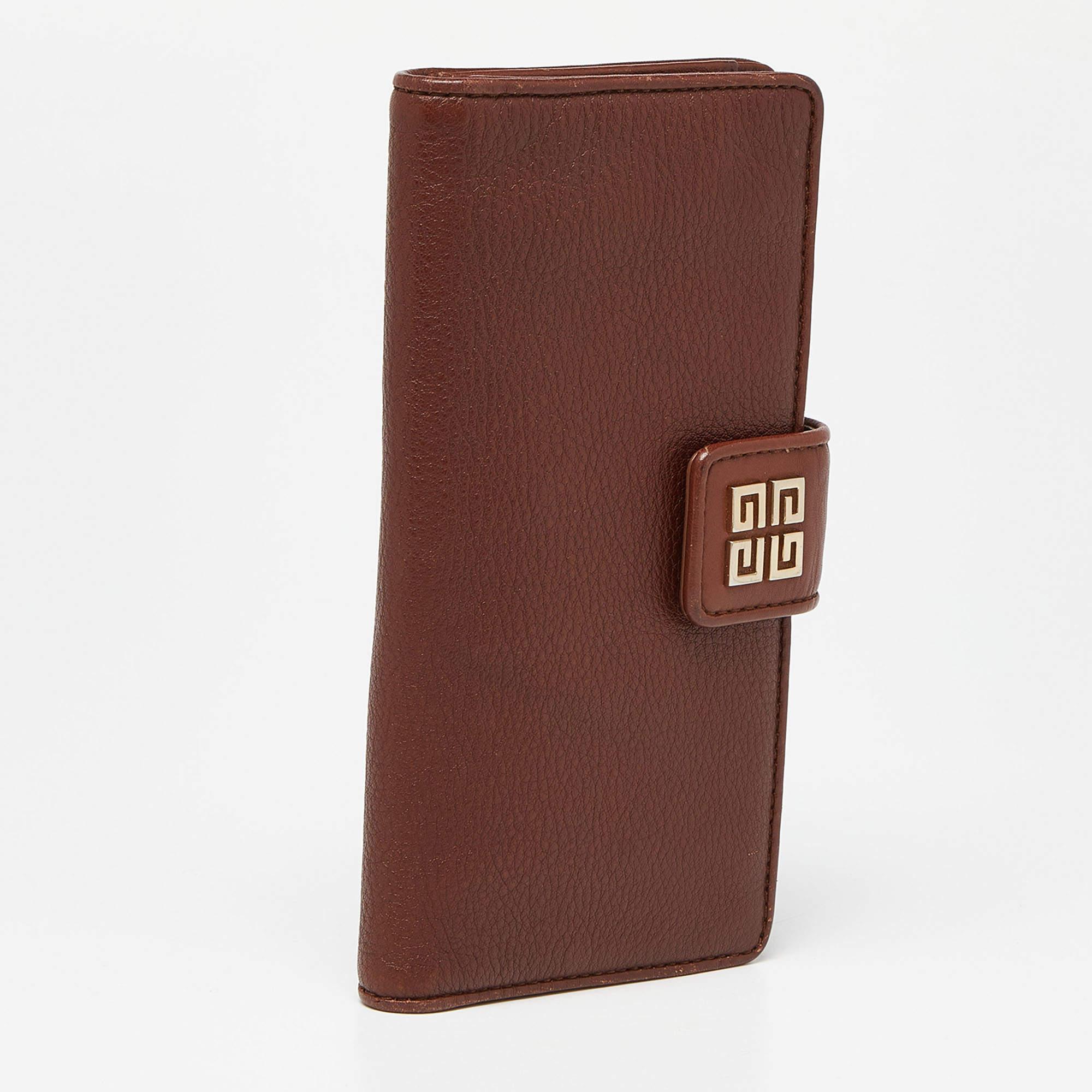 Givenchy Brown Leather Logo Flap Continental Wallet 1