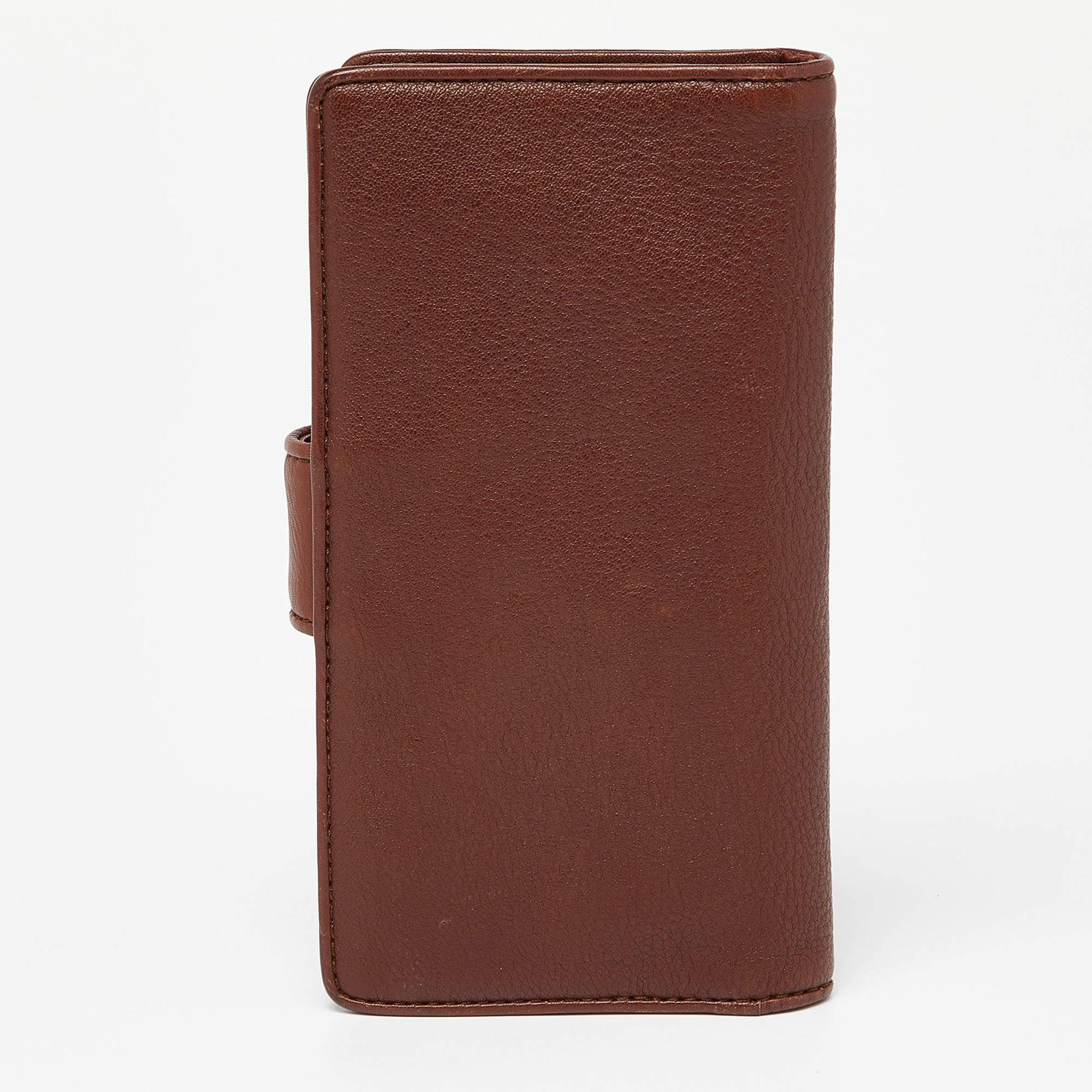 Givenchy Brown Leather Logo Flap Continental Wallet 2