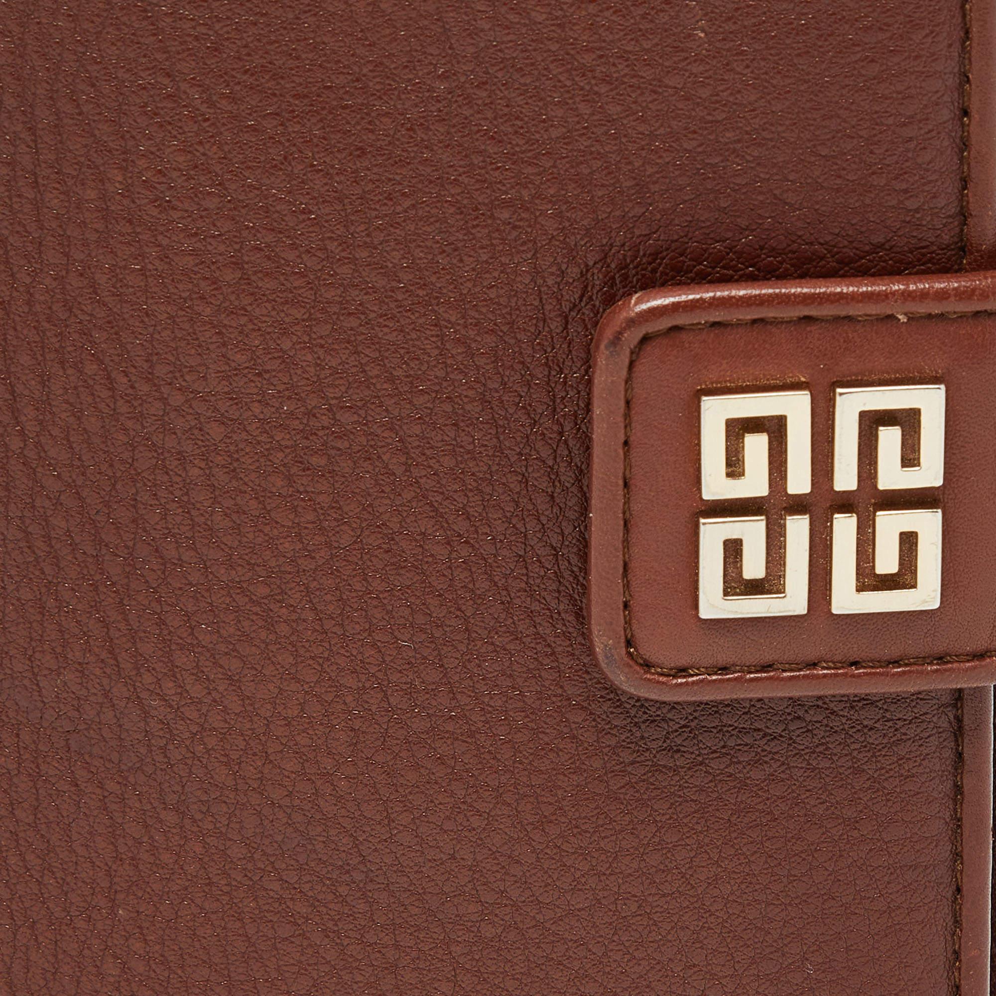 Givenchy Brown Leather Logo Flap Continental Wallet 3