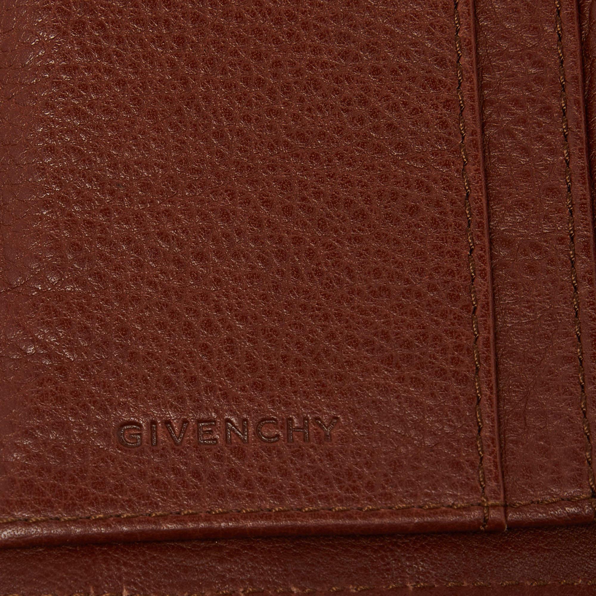 Givenchy Brown Leather Logo Flap Continental Wallet 5