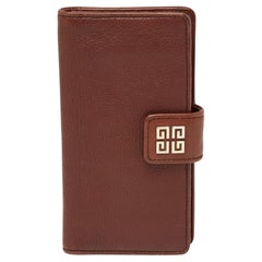 Givenchy Brown Leather Logo Flap Continental Wallet