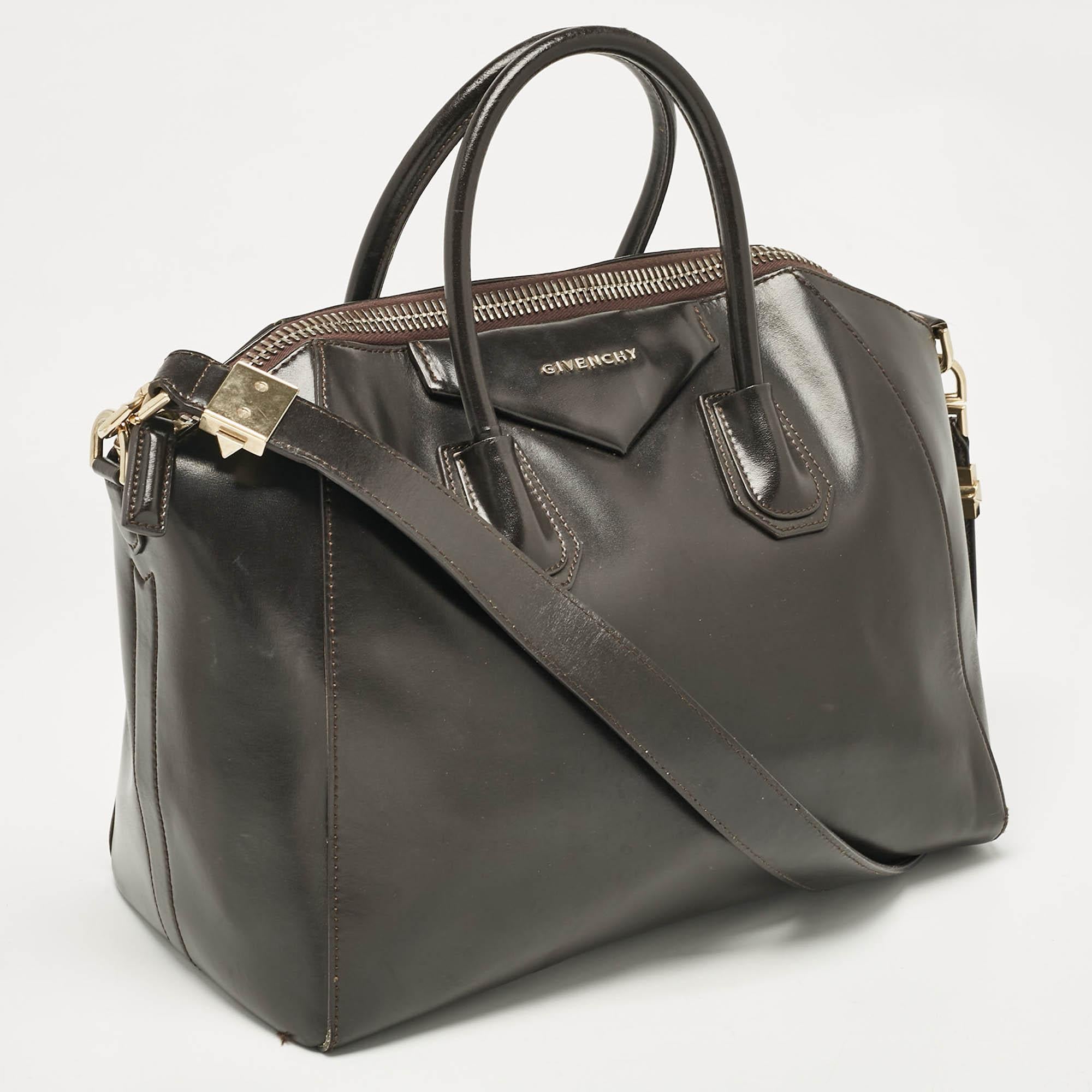 Black Givenchy Brown Leather Medium Antigona Satchel For Sale