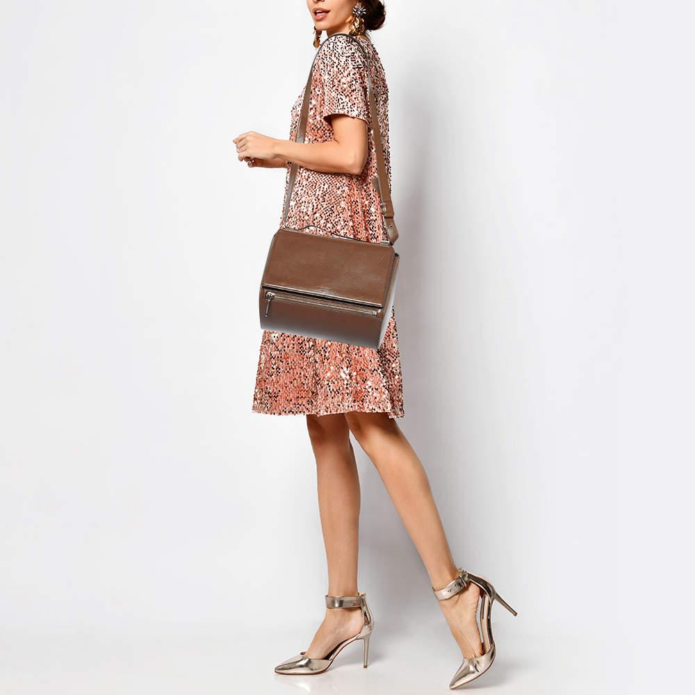 Givenchy Brown Leather Medium Pandora Box Bag In Good Condition For Sale In Dubai, Al Qouz 2