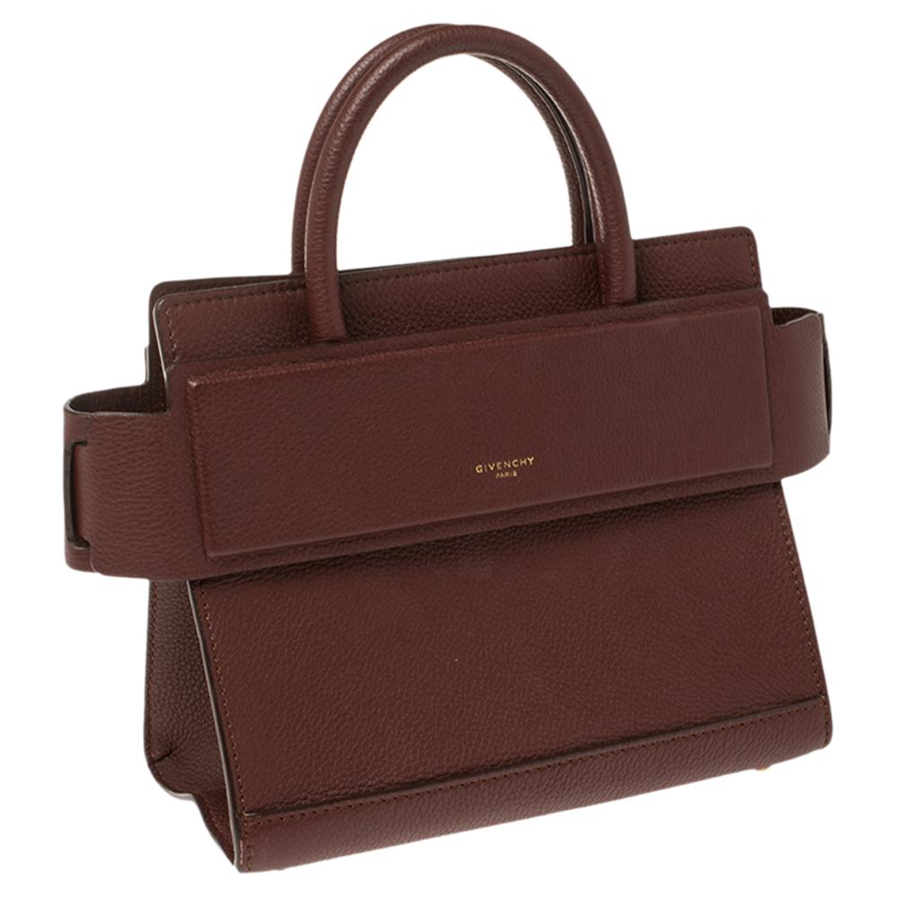 Givenchy Brown Leather Mini Horizon Bag In Good Condition In Dubai, Al Qouz 2