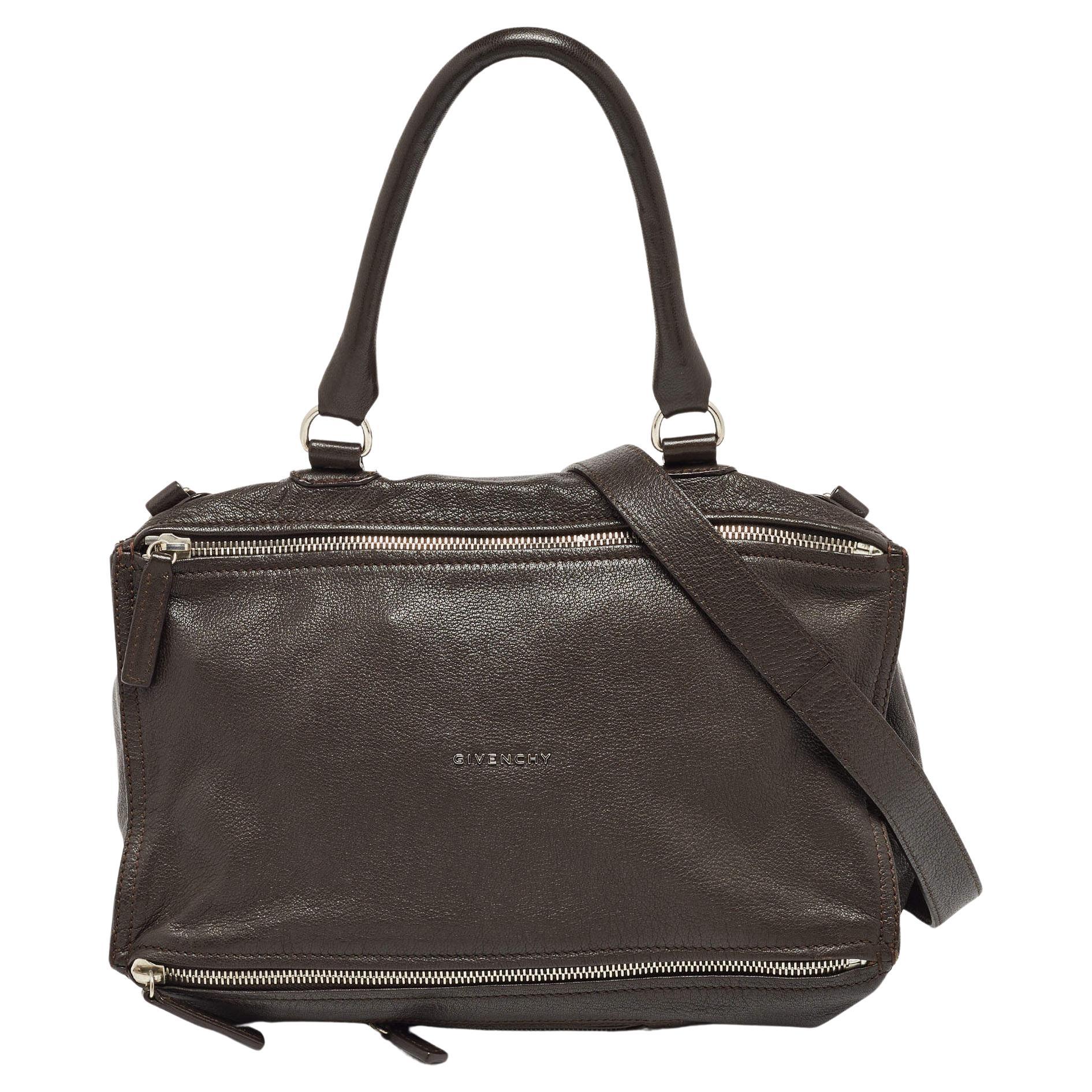 Givenchy Brown Leather Pandora Top Handle Bag For Sale